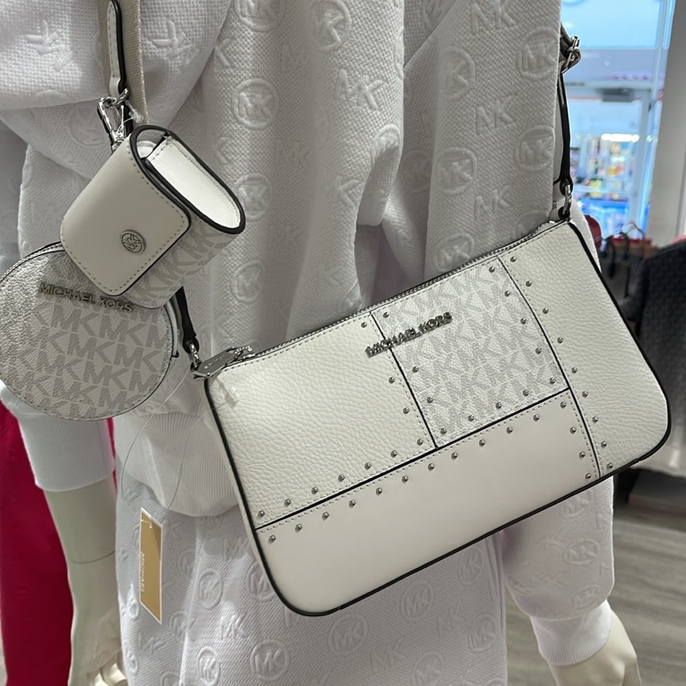 Michael Kors Jet Set Signature Logo Crossbody Bag with Case  Apple Airpods Pro® - Picture 12 of 16